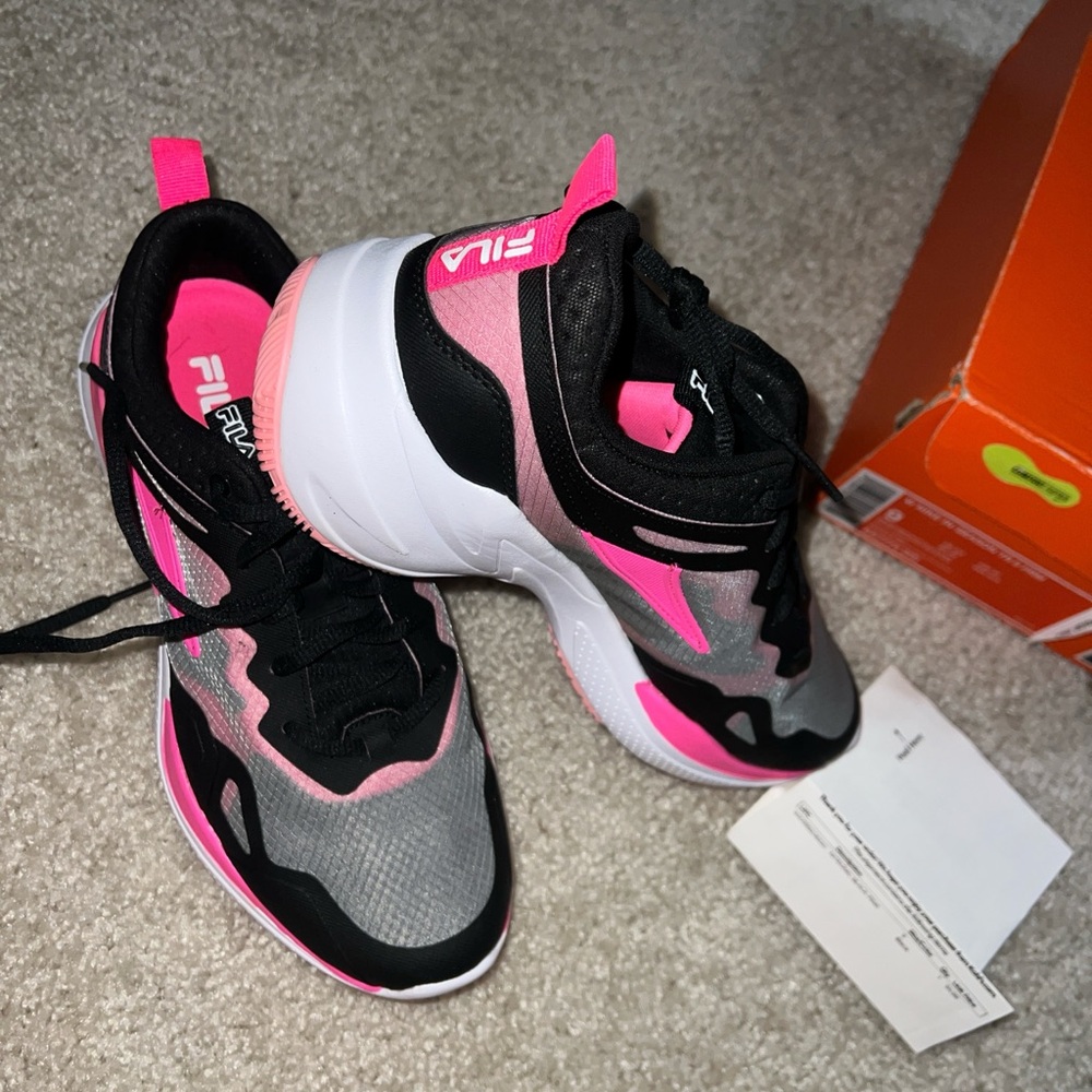 FILA Women's Black, Pink, and Gray Sneakers